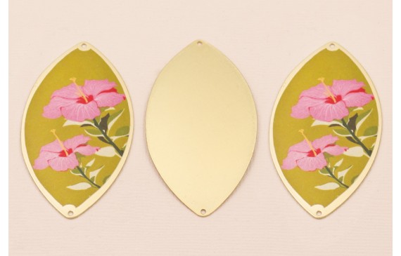 Ovalo 60*33  Oro Mate Flores Fondo Beige