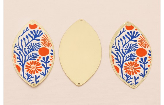 Ovalo 60*33  Oro Mate Corales Rojos y Azules