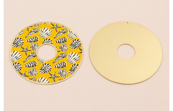 Disco 60mm  Oro Mate conchas en fondo Amarillo