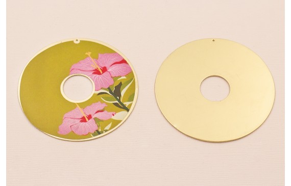 Disco 60mm  Oro Mate  Flores Fondo Beige