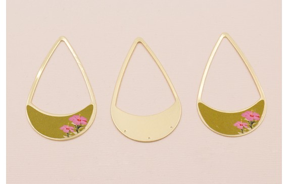 Colgante lágrima 58*37 O. Mate  Flores Fondo Beige