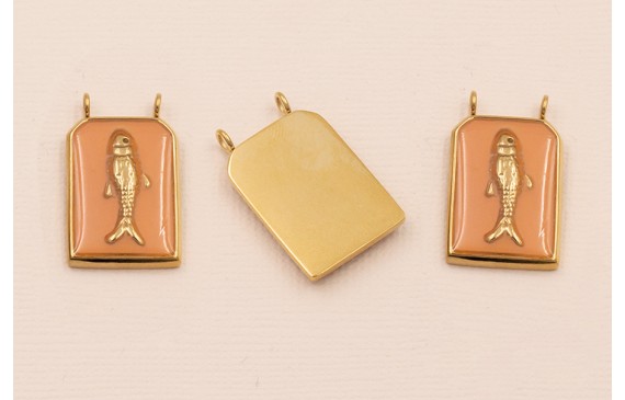 Colgante Chapa Pez Stainless Steel 25*15 Rosa Palo Colgante Chapa Pez Stainless Steel 25*15 Rosa Palo