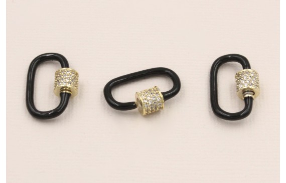 Cierre eslabón Negro 20*13mm con brillos