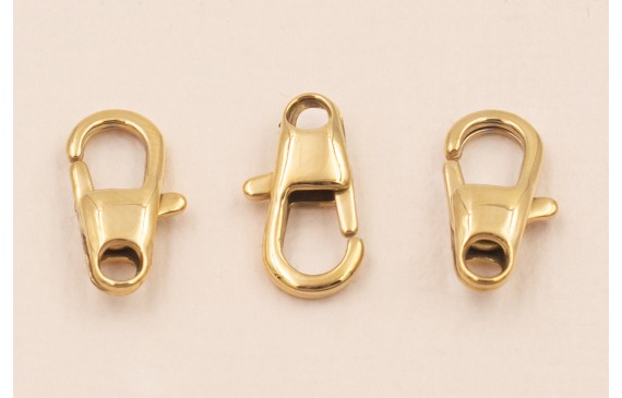 Cierre Mosquetón Acero Inox. 15*7mm Oro