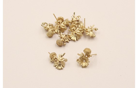 Perno Flor + hoja 19*15 oro mate