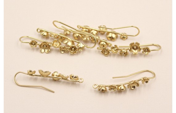 Pendiente con 5 flores 35mm Dorado Mate