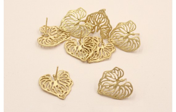 Pendiente Hoja calada 20*20mm Dorado Mate