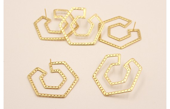 Pendiente Hexágonos 40*33mm Dorado Mate