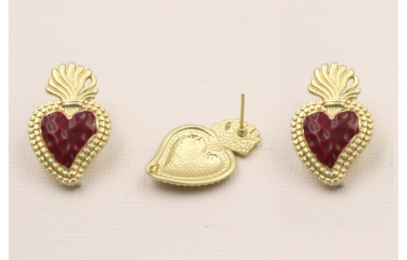 Perno Sagrado Corazón 28*20mm O.Mate esmalte rojo