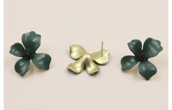 Perno Flor 30mm diametro Oro Mate  Verde y negro