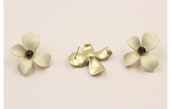 Perno Flor 30mm diametro Oro Mate Crema y negro