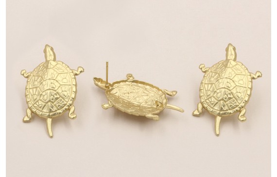 Pendiente Tortuga 40*20mm Dorada Mate Pendiente Tortuga 40*20mm Dorada Mate