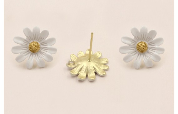 Perno Margarita Blanca y amarilla 17mm diametro