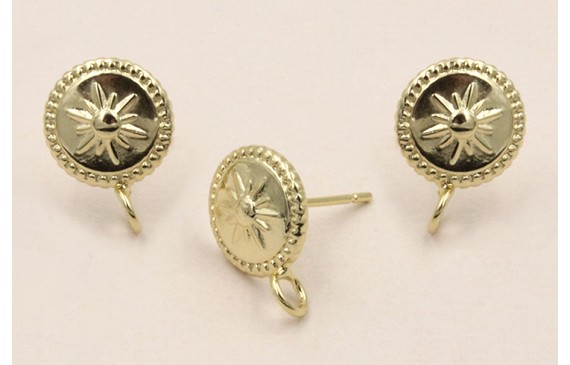 Acero Inox.Pendiente Disco Sol de 10mm Oro Acero Inox.Pendiente Disco Sol de 10mm Oro