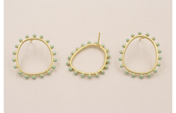 Pendiente Aro 26*22mm Bolas Turquesas Pendiente Aro 26*22mm Bolas Turquesas