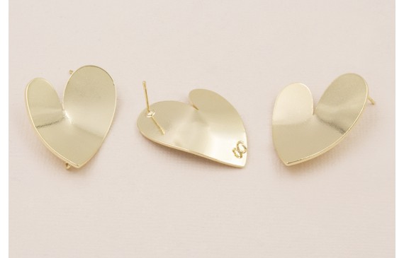 Pendiente Corazón Curvado 32*25mm Dorado