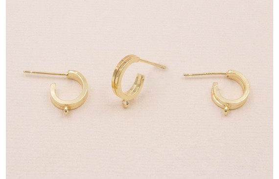 Pendiente semi Ovalo 12*10mm Oro