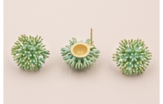 Pendiente Nenufar 17mm diametro Turquesa