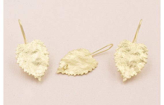 Pendiente Hoja Ovalada 25*20 Oro Mate