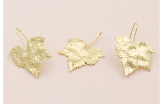 Pendiente Hoja 5 puntas 25*25 Oro Mate