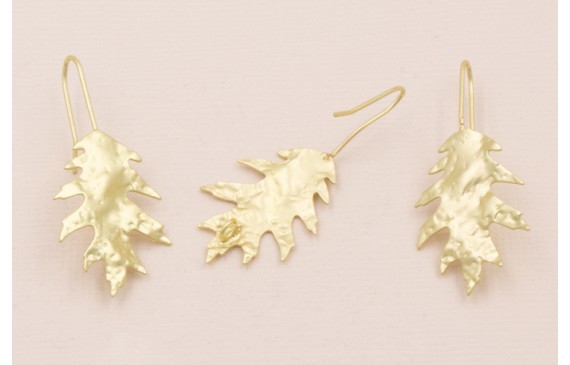 Pendiente Hoja 10 puntas 25*20 Oro Mate