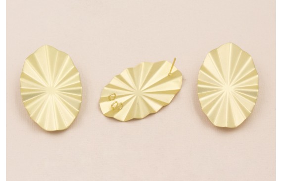 Pendiente Ovalo Estriado 45*30 mm Oro Mate