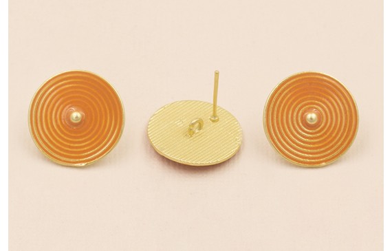 Pendiete Disco de 20mm Oro Mate Esmaltado Ocre Pendiete Disco de 20mm Oro Mate Esmaltado Ocre