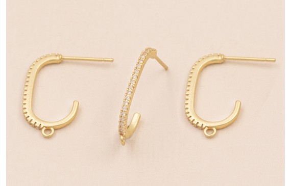 Pendiente Semi Ovalado con Brillos 20*11 Oro Mate