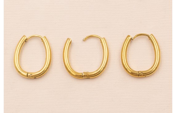 Pendiente Aro cerrado Acero Inox. 316L 18*12mm Oro Pendiente Aro cerrado Acero Inox. 316L 18*12mm Oro