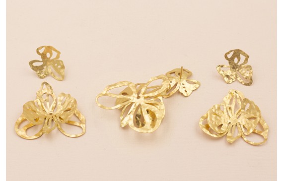 Pendiente Cascada de 2 Flores 52*40mm Oro Mate Pendiente Cascada de 2 Flores 52*40mm Oro Mate