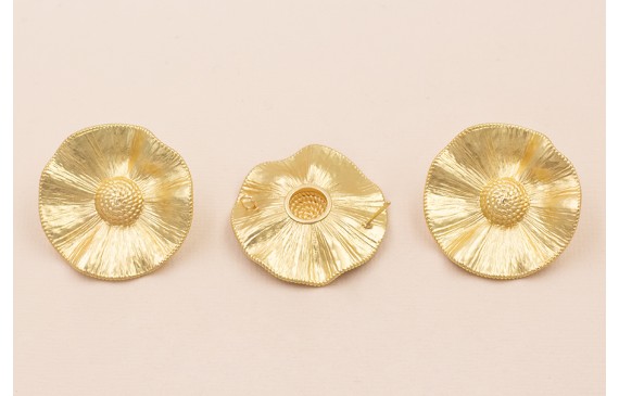 Pendiente Flor Redonda 35mm diámetro Oro Mate
