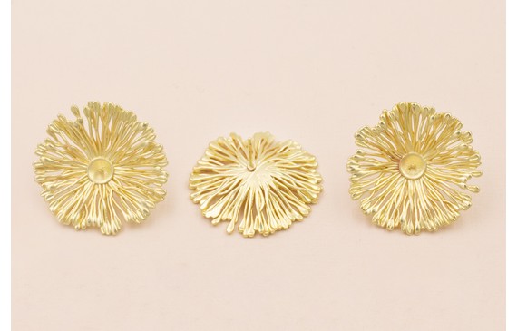 Pendiente Flor 30mm diam, Oro Mate Pendiente Flor 30mm diam, Oro Mate