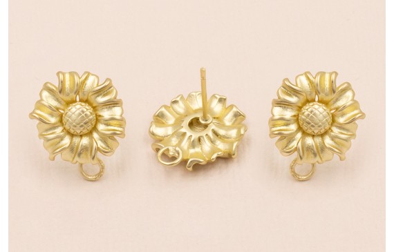 Pendiente Flor 15*15mm Dorado Mate