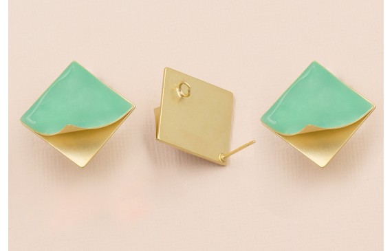 Pendiente Cuadrado Levantado 20-20 Turquesa
