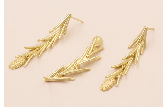 Pendiente colgante ramilletes 40mm Oro Mate