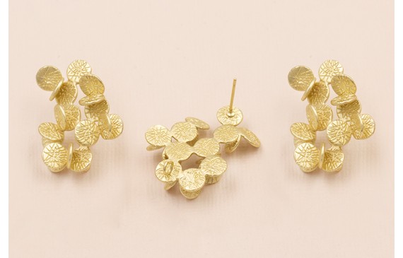 Pendiente Ramillete  hojas redondas 30*22 O. Mate