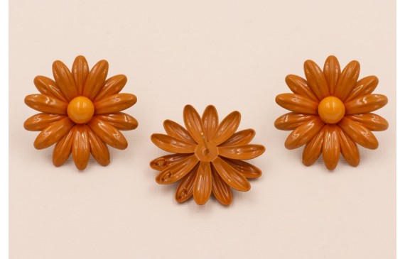 Pendiente Flor 40mm Ocre y Naranja