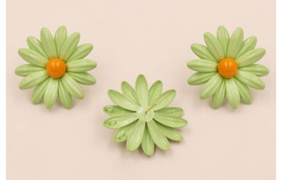 Pendiente Flor 40mm Turquesa y Naranja