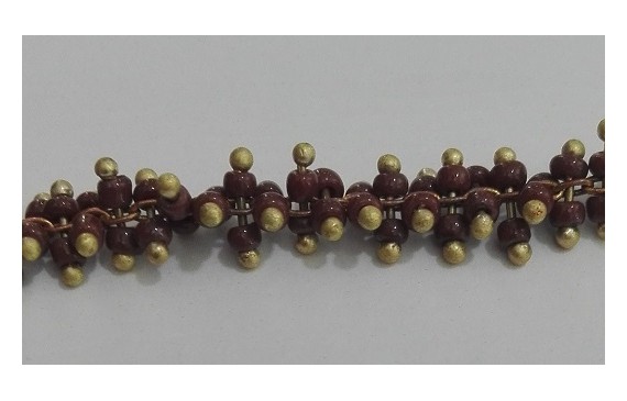 Cadena engarzada 4 lineas abalorio grana