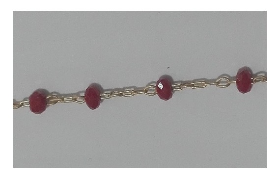 Cadena engarzada piedra 3*2 Roja Cadena engarzada piedra 3*2 Roja