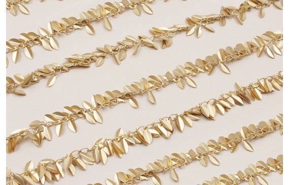 Cadena hojas de 7mm Oro Mate