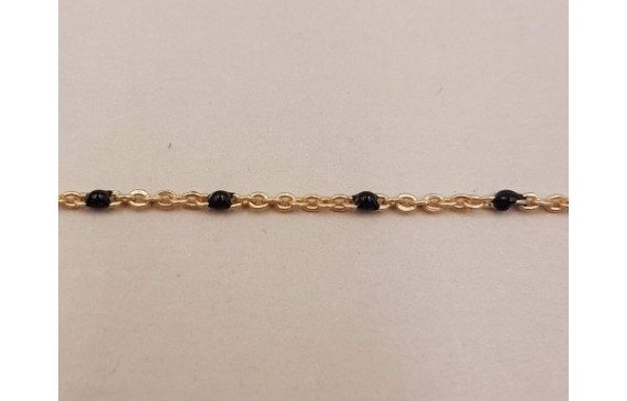 Cadena de 1,5mm oro mate con Microesmalte Negro