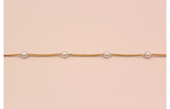 Cadena de 1mm con perla de 4mm Oro Mate Cadena de 1mm con perla de 4mm Oro Mate