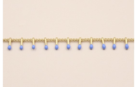 Cadena pivotes Azul vivo de 5mm en Oro Mate