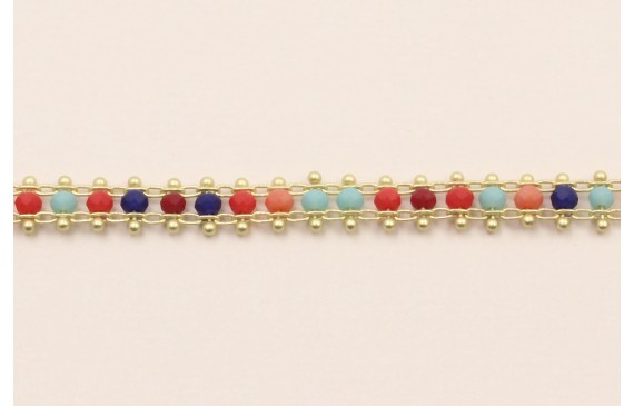 Cadena cristal multicolor 3*2mm  Dorado Mate