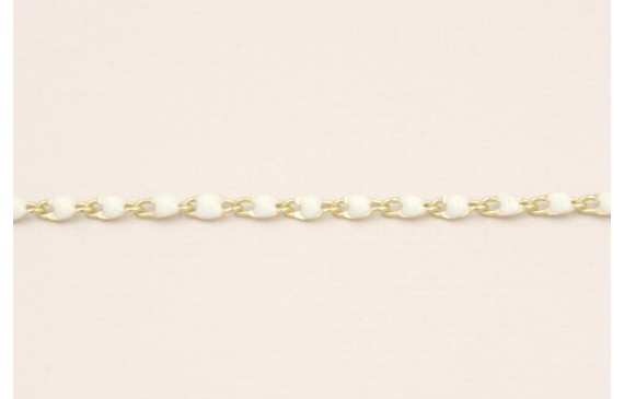 Cadena Oro Mate de 2mm con eslamte Blanco de 3mm