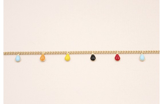 Cadena O.Mate 1mm con colgante esmalte colores 5mm Cadena O.Mate 1mm con colgante esmalte colores 5mm