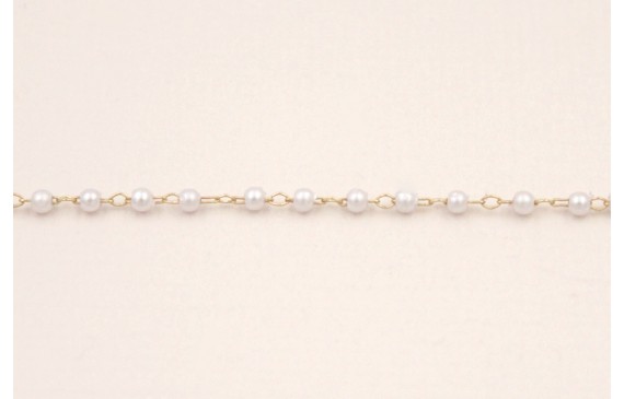 Cadena 1mm Dorado Mate con Microperla de 2mm Cadena 1mm Dorado Mate con Microperla de 2mm