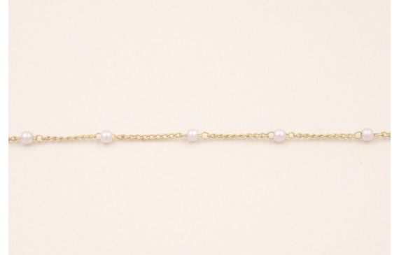 Cadena 1mm Oro Mate Microperla de 2mm espaciada