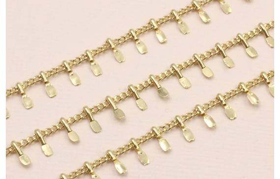 Stainless Steel: Cadena Acero 1mm chapitas Oro 5mm